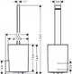 Hansgrohe Toilettenbürstenhalter in mattem Weiß, mit rechteckiger Halterung und einem Bürstengriff, als Wandmontage konzipiert. Maße und Details sind im technischen Diagramm dargestellt.